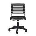 Homeroots 37 in. Flat Bungee Cord Low Back Office Chair Black & Chrome 400779